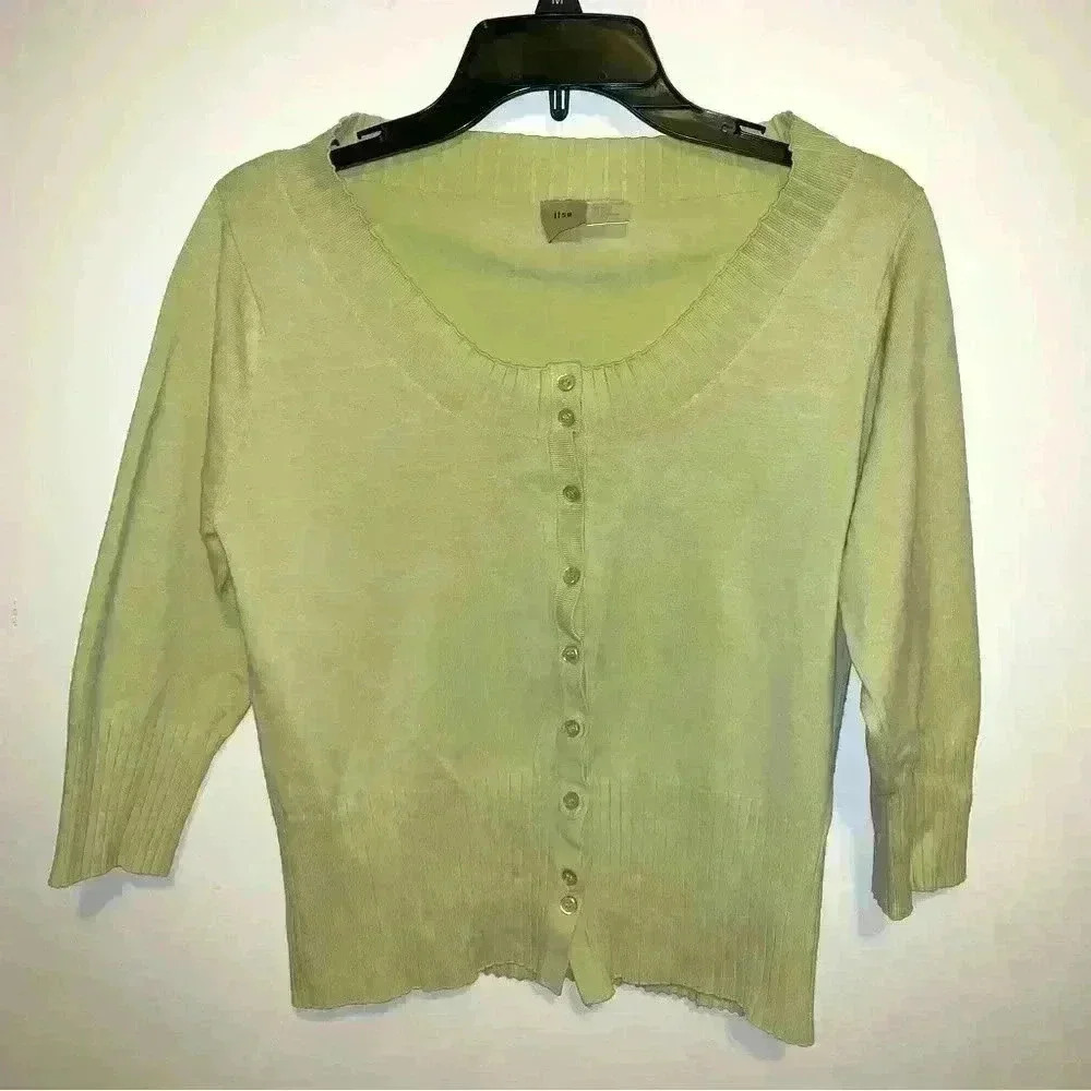 Women’s Y2K Cropped Button Up Cardigan Silk Blend Bratz Size Large - Picture 2 of 8